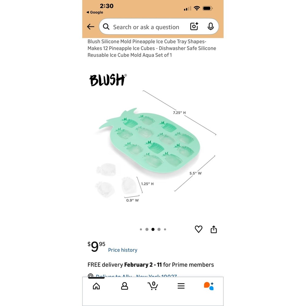 Blush Silicone Pineapple Ice Cube Tray Mold Makes 12 Ice Cubes Aqua New Fun - Picture 3 of 5